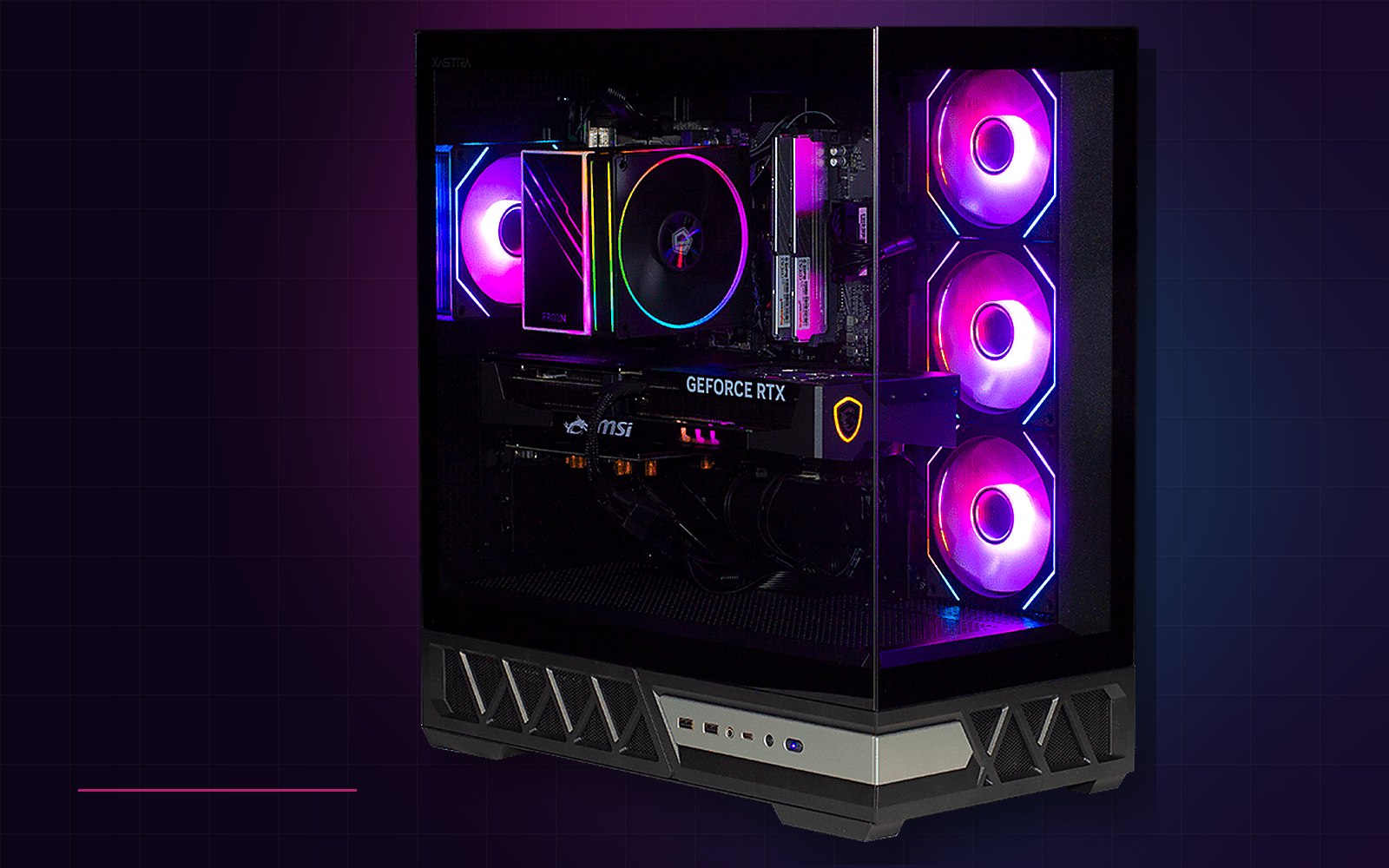 Игровой ПК PRO с GeForce RTX и фиолетовой RGB-подсветкой для 1440p и стримов